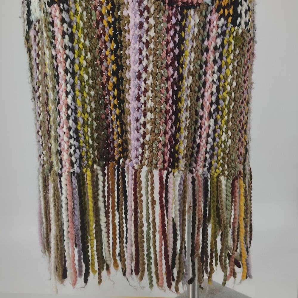 Free People FLAWED Technicolor Cardigan Sweater Duster Fringe Boho L - Picture 16 of 16